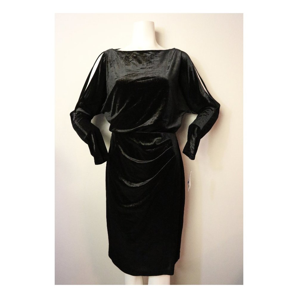Perina Midi Black Dress, Black, Size 8